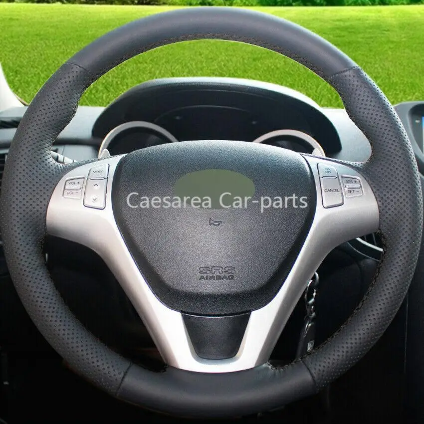 

Hand-stitched Black Leather Car Steering Wheel Cover for Hyundai Rohens Coupe 09