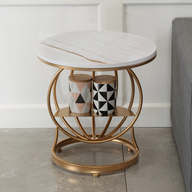 

Round Design Coffee Table Metal Marble Nordic Modern Auxiliary Bedside Side Table Living Room Mesa Auxiliar Home Furniture