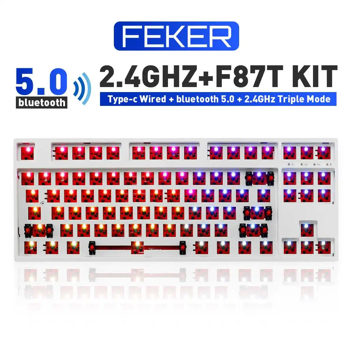 Клавиатура FEKER Механическая с 87 кнопками Hotswap 2 4 ГГц bluetooth 16 8 МП|Клавиатуры| |