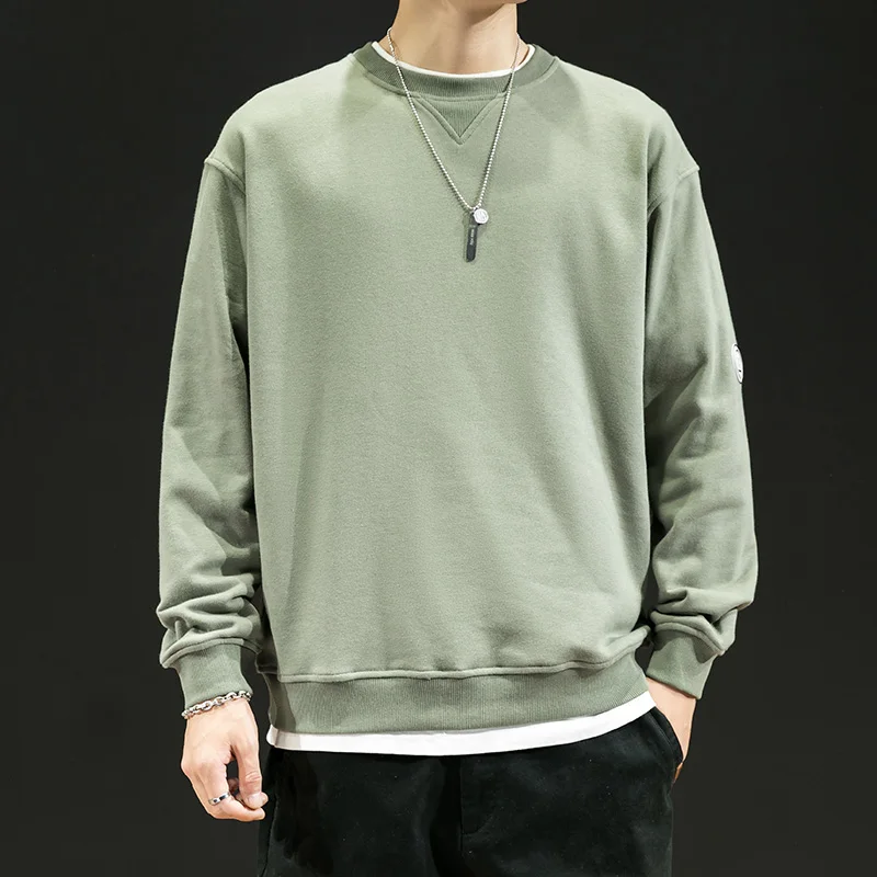 

Свитшот мужской однотонный с круглым вырезом, Повседневная Уличная одежда в стиле Харадзюку, пуловер с длинным рукавом, свитшот, 3XL, весна 2022