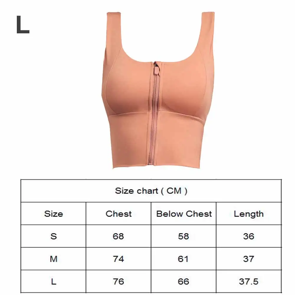

Sports Bra with Zip-fastener Women's Fitness Workout Bra Running Padded Tops Push Up Vest Shockproof Breathable Gym Running Tops