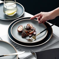 nordic ceramic western food plate home steak plate creative solid color tableware round dish breakfast plate