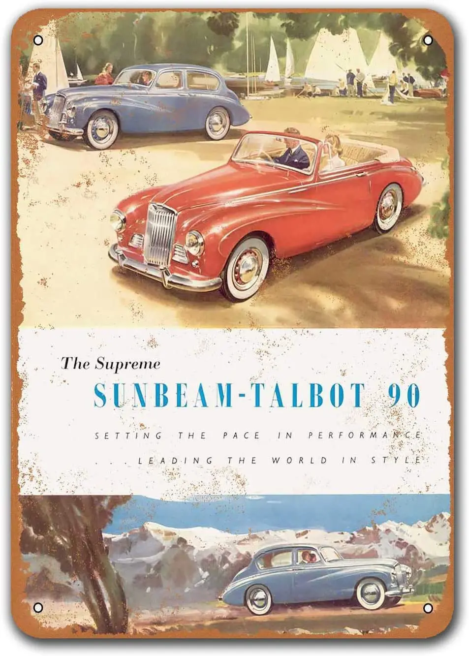 

1952 Sunbeam Talbot 90 автомобильные старые автомобили жестяные знаки, Sisoso винтажные металлические таблички постер Бар мужская пещера Ретро Декор ст...