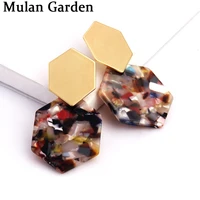 mg trendy geometric hexagon acrylic earrings for women acetic acid pendant elegant fashion leopard earrings resin jewelry 2019