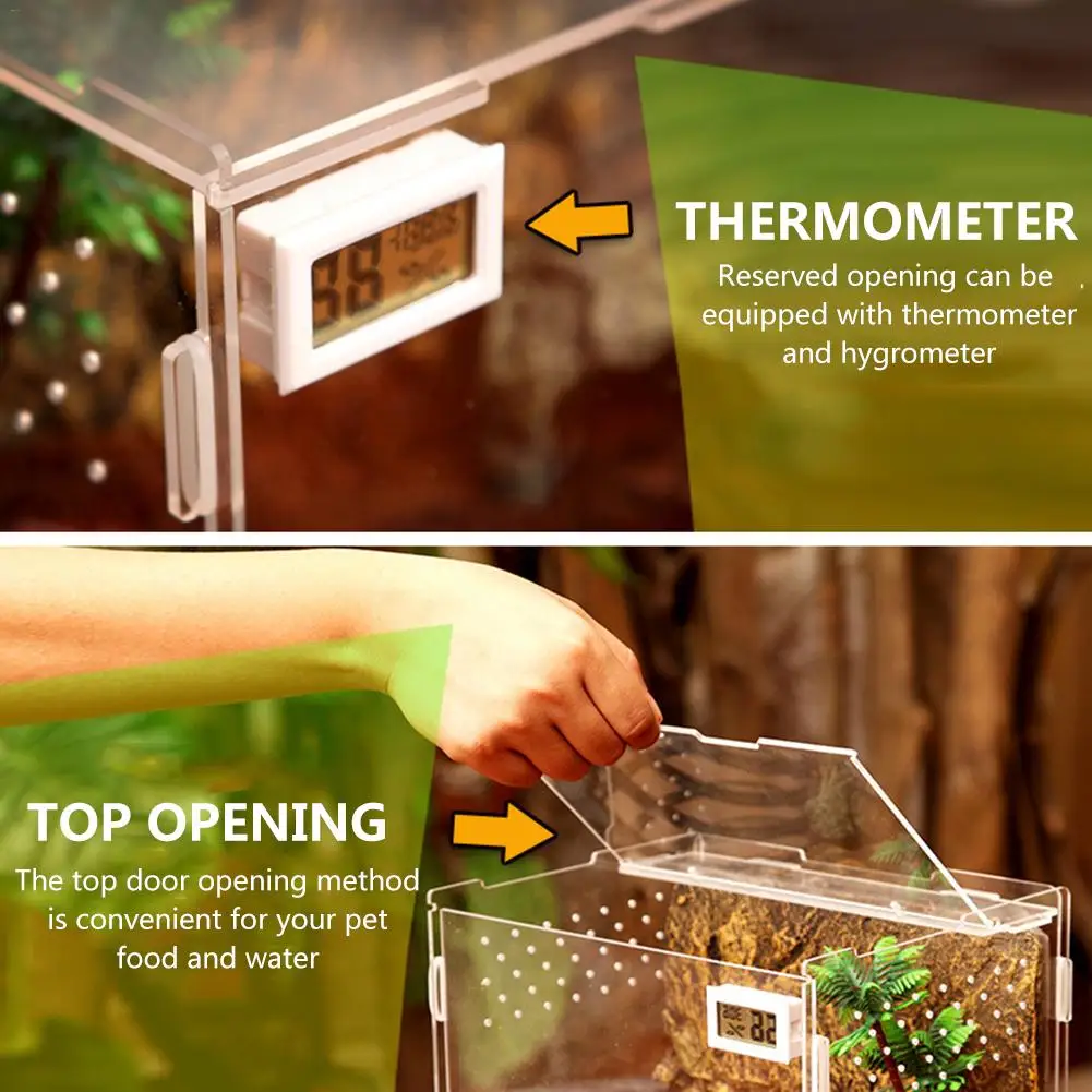Acrylic Reptile Feeding Box Insect Lizard Spider Breeding Cage Hatching Container All-round Transparent |