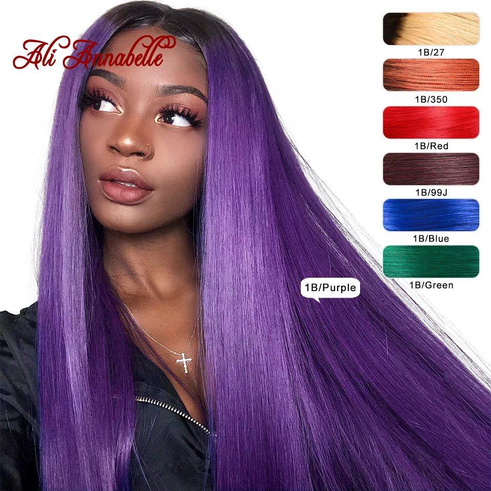 Пряпряди человеческих волос с эффектом омбре пупряди 1B фиолетовые синие зеленые