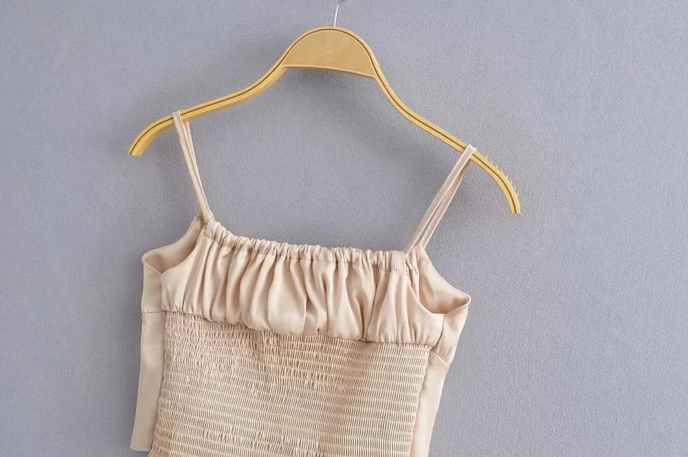 Топ женский атласный на тонких бретельках пикантный Шелковый облегающий топ с