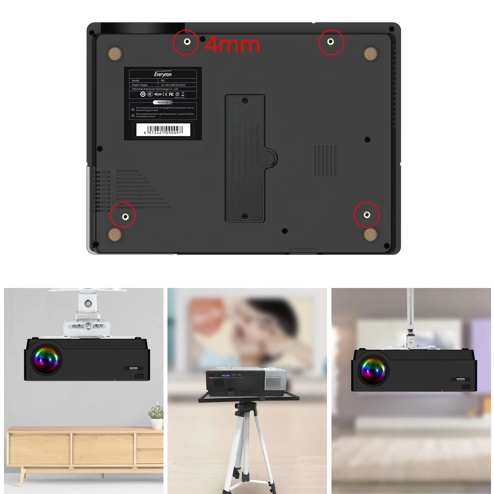 Проектор Everycom M9 CL770 1080P Full HD 4K AC3 a светодиодный мультимедийный проектор 6800 лм HDMI * 2