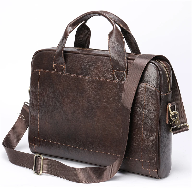 Men's Genuine Leather Laptop Bag Male Briefcase Office Handbags For Men Natural Leather Attache Case Documents Shoulder Bags