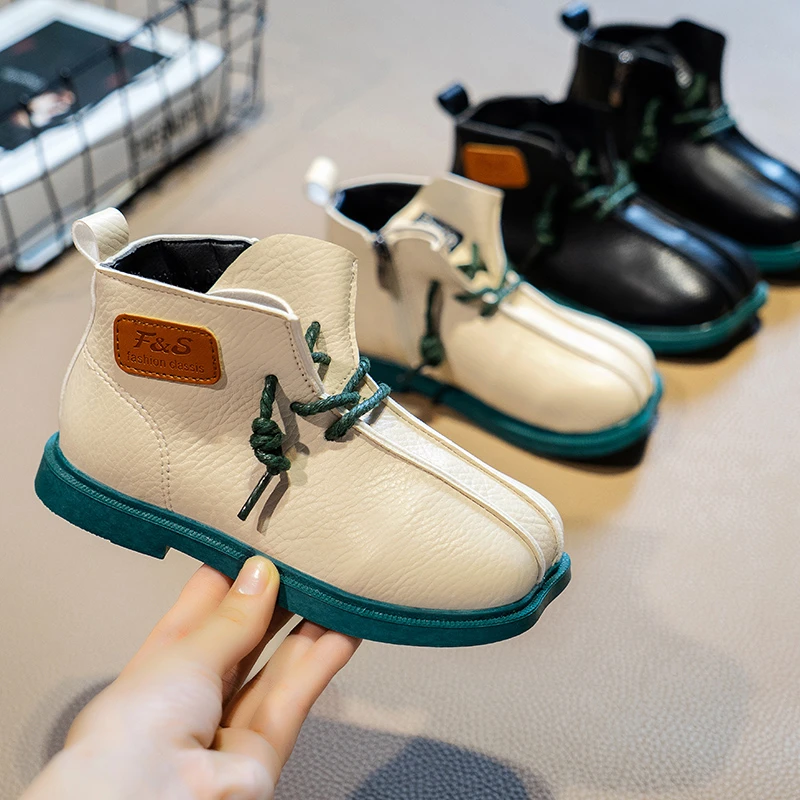 Ботинки Детские демисезонные непромокаемые из искусственной кожи Нескользящие