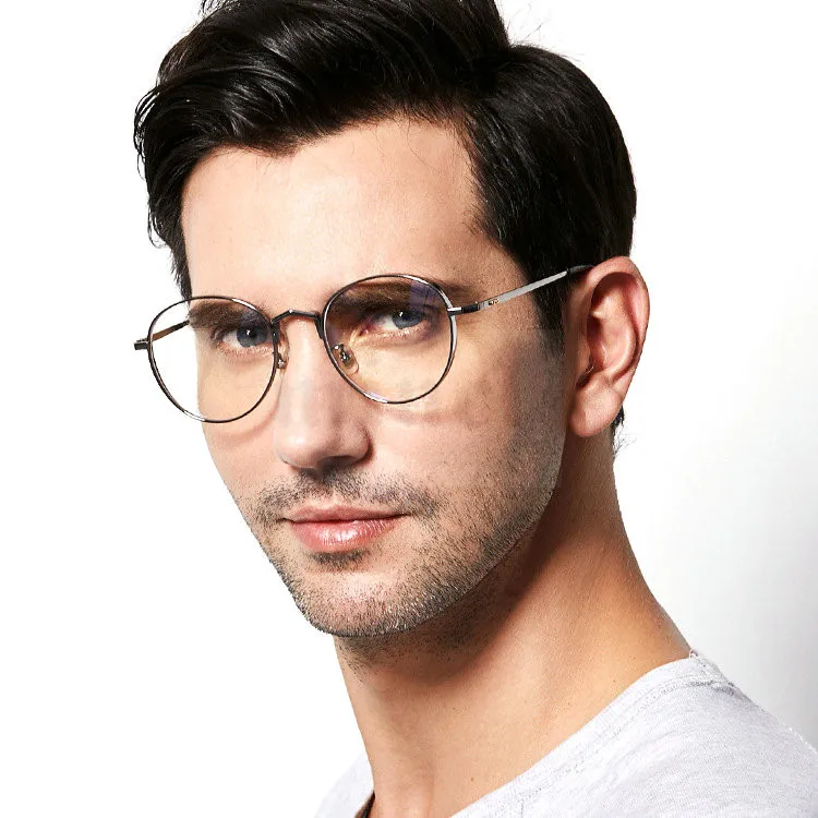 Чистая титановая оправа для очков мужские ретро круглые Близорукость Оптические