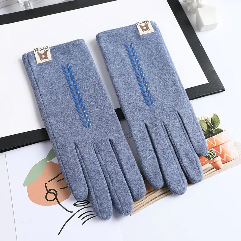 

2021 New Fashion German Velvet Mittens Autumn Winter Women's Gloves Warm Plus Velvet Finger Touch Screen Non-slip Cycling Gloves