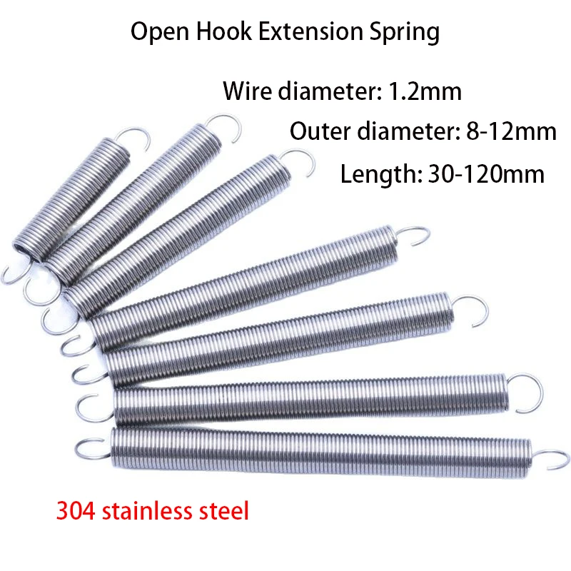 

S Hook Tension Spring Stainless Steel Helical Extension Spring Wire Diameter 1.2mm Pullback Spring Draught Spring
