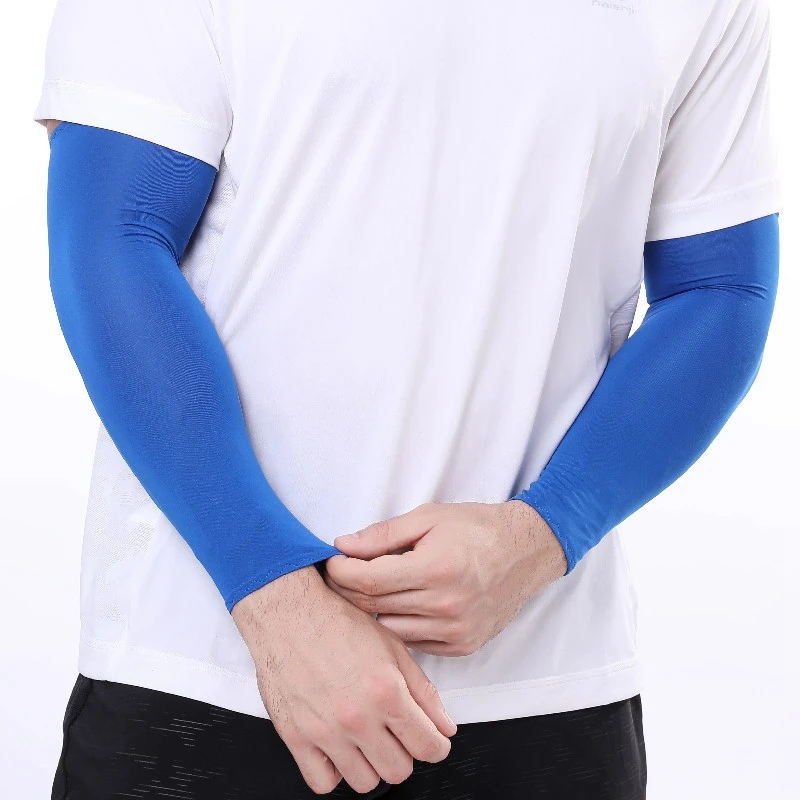 

1 Pair Solid Color Men Women Sunscreen Arm Sleeves Breathable Cooling Quick Dry UV Protection Running Camping Arm Covers