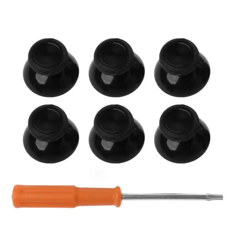 

6PCS 3D Analogue Joystick Thumbsticks Caps Screwdriver Tool Set Replacement Kits Black for Xbox One X Elite S Controller Repair