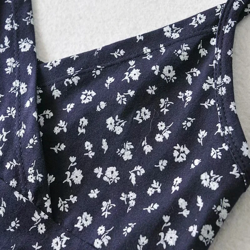 Summer Floral Print Cami Mini Sexy Dresses V Neck Female Robe Short Party Vintage vestido Backless Cotton blend Fit Sundress | Женская