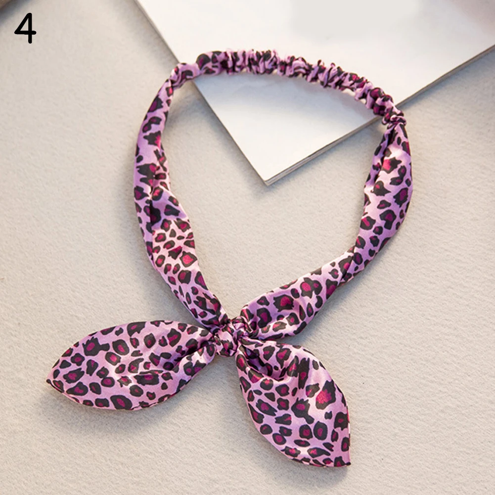 

Retro Women Bandana Rabbit Ear Headband Leopard Striped Plaid Hair Bands Bowknot Elastic Iron Wire Hairband Floral Scrunchie Hot