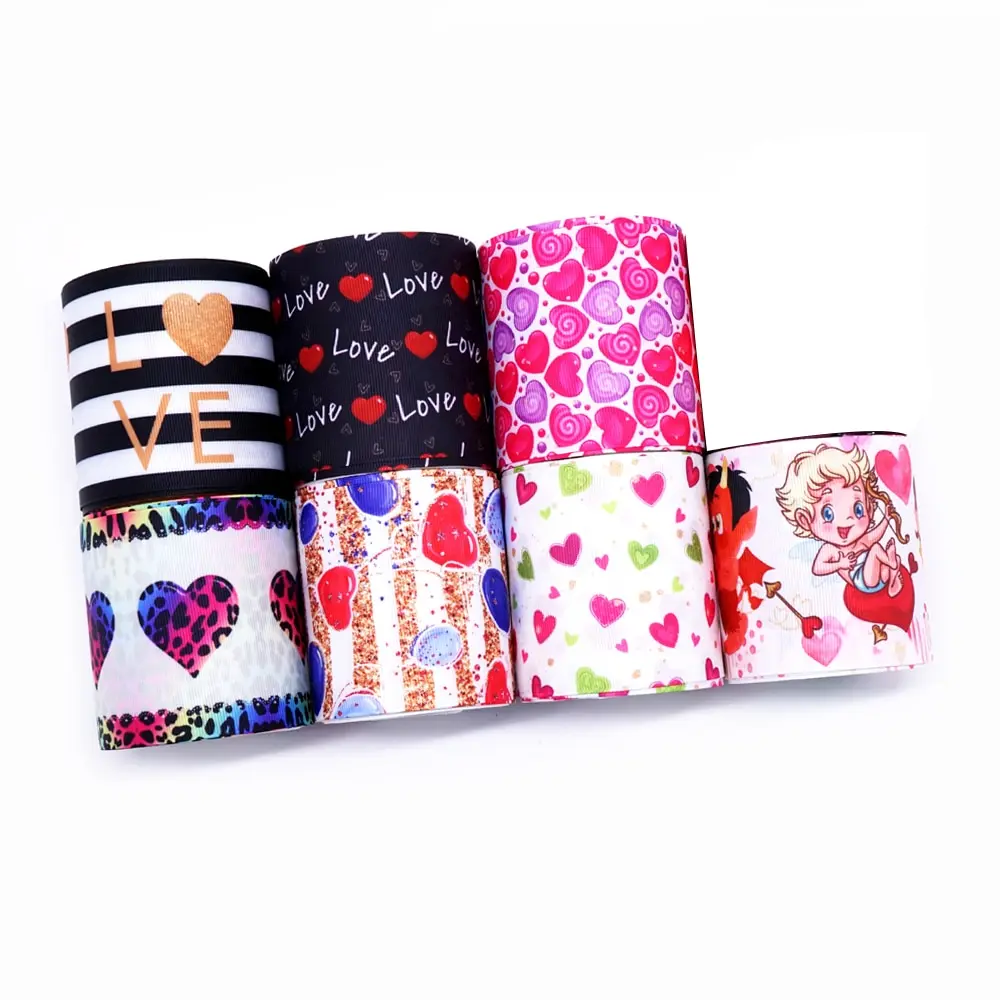 Бесплатная доставка 50 ярдов на размер лента в рубчик с принтом День святого