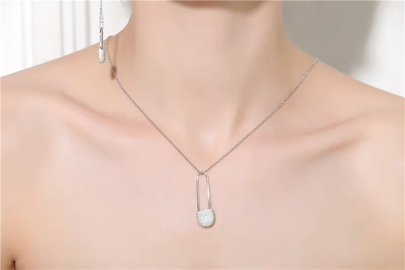 Женское ожерелье из серебра 925 пробы с подвеской-зажимом |