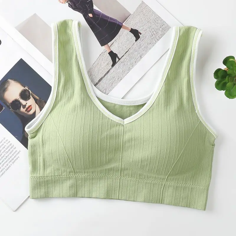 

Women's tank top Korean patchwork summer 2021 new without steel ring sling bottoming sports vest girls all-match fashion tops