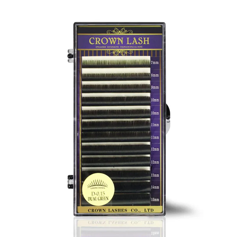 CrownLash 2 тона Омбре Зеленые ресницы для наращивания C D 0 07 15 7-15 мм двухцветные