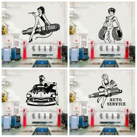 sexy woman on high heels in auto repair shop wall stickers removable vinyl decals for bedroom sticker home decor stickers muraux