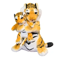 37cm mother child animal plush toy adorable standing white yellow tigers holding babies kids birthday gift