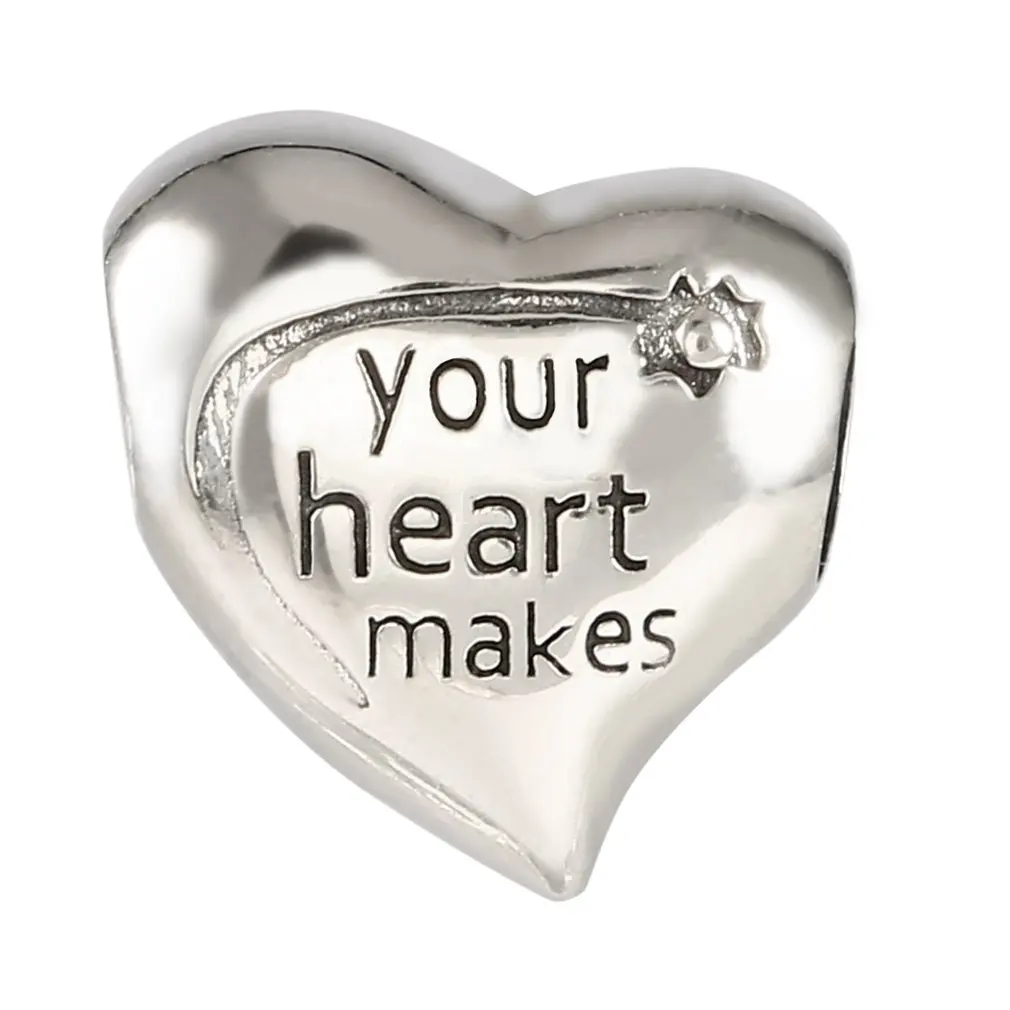 925 пробы Серебряный Женский DIY бисер узор бабочки/Шарм в форме сердца ожерелье