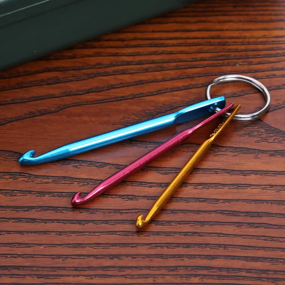 

3pcs Aluminum Crochet Hooks Knitting Needle Set Hot Mixed Knit Needle Keychain For Yarn Sweater Weave Sewing Machine Craft Tools