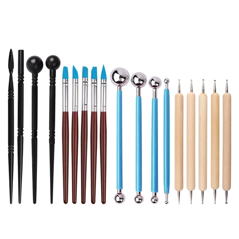 

Инструменты для полимерной глины 18 шт., инструменты для моделирования глины, инструменты для свертывания, шариковый стилус, резиновые након...