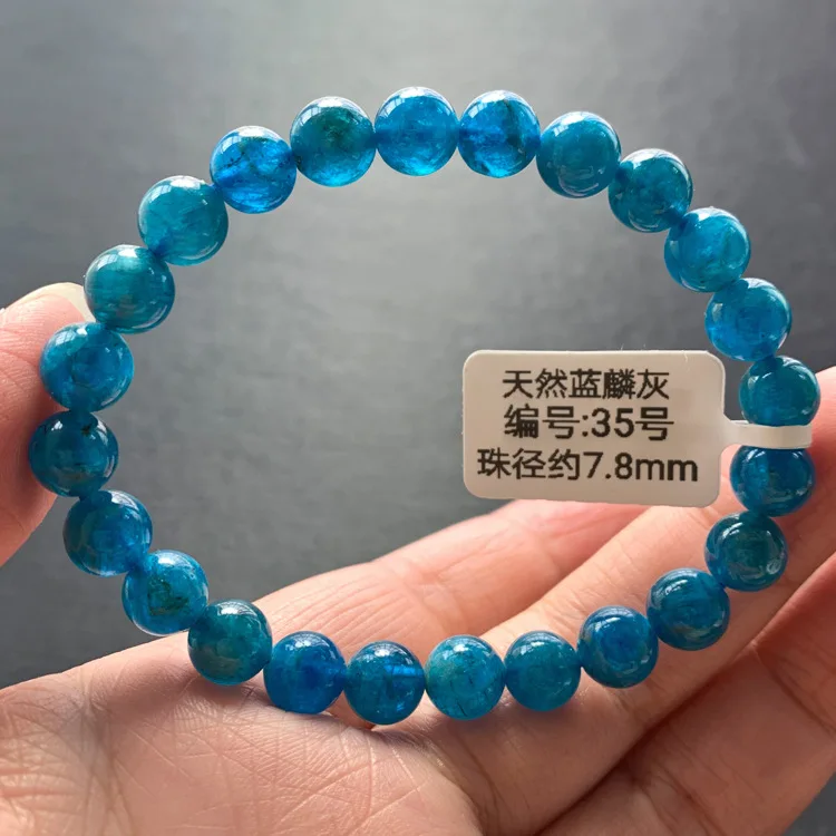 

Natural Apatite Crystal Bracelet Blue Phosphorus Ash Single Circle Hand String Competitive Products Blue Crystal Bracelet