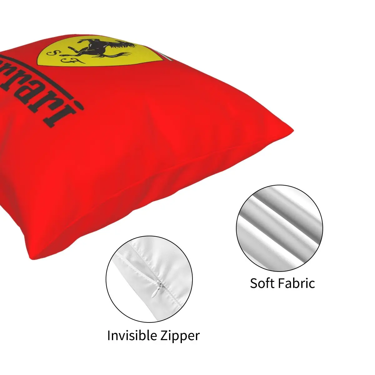

Ferrari Logo Cars Pillowcase Printed Zipper Decorative for Bed Cushion Case