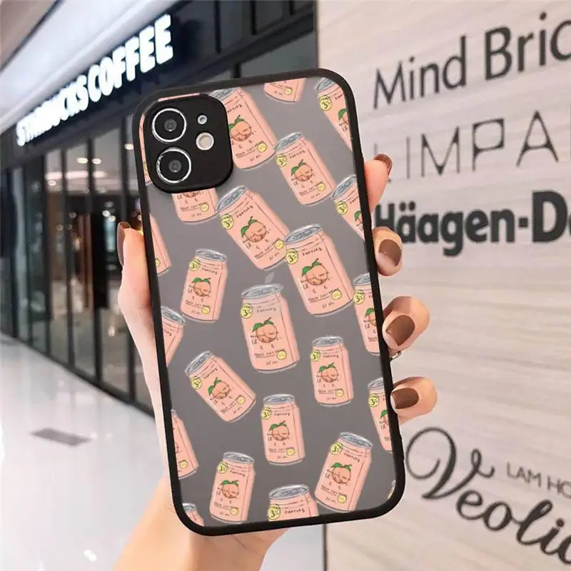 

Phone Case For iPhone 12 11 Mini Pro XR XS Max 7 8 Plus X Japanese Strawberry Milk food Matte transparent cover