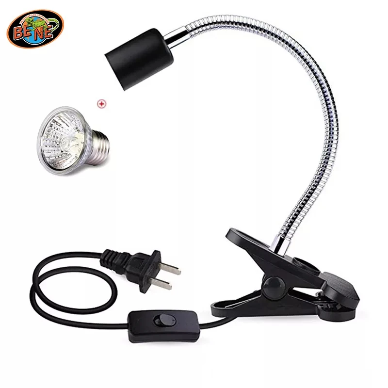 

BENE Reptile Lamp Fixture Holder Clamp with 50W UVB + UVA Full Spectrum Lamp Upgraded Lengthened Adjustable Stand Free Shipping