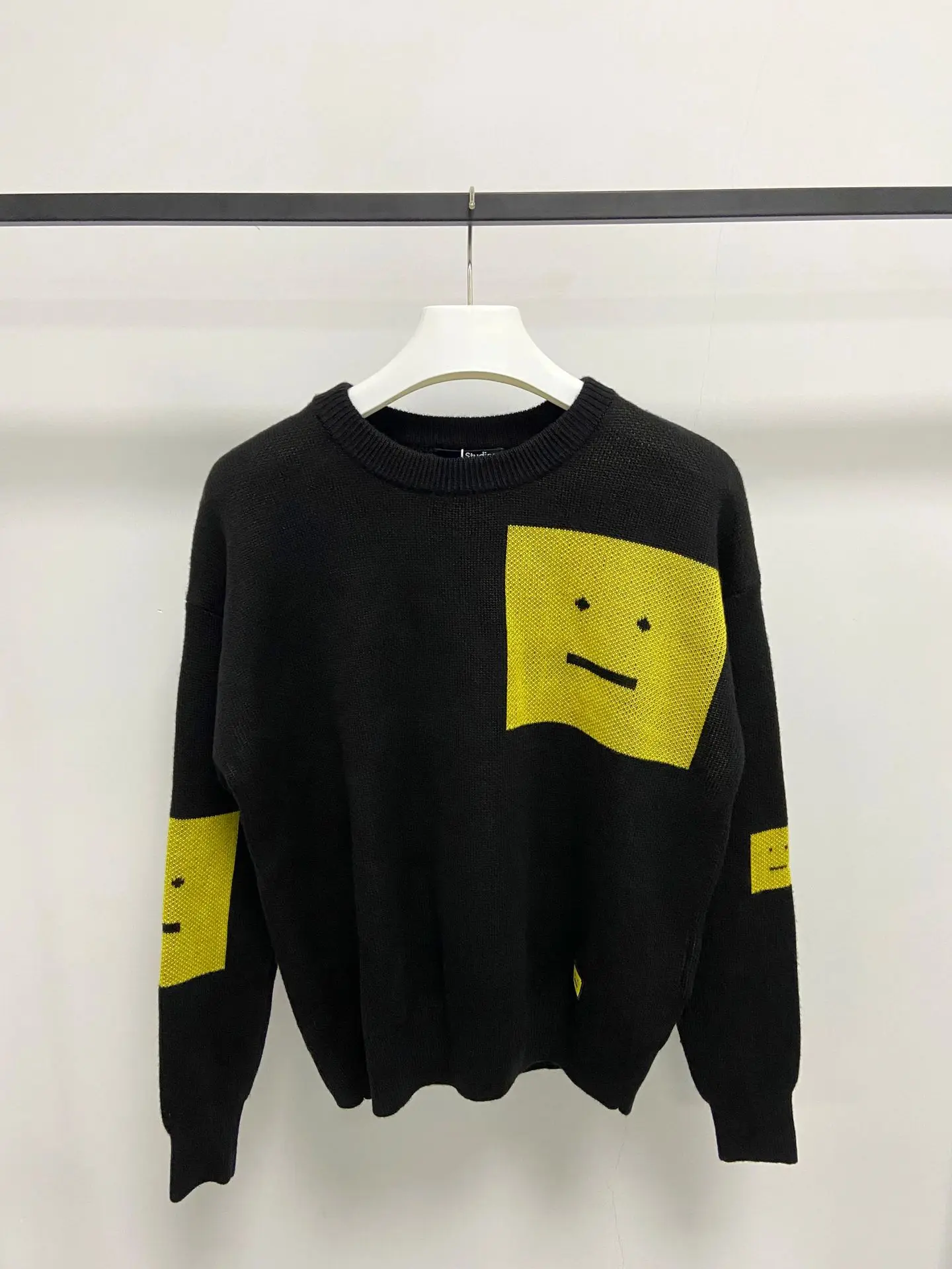 

Women Sweater 2021 Autumn and Winter Round Neck Pullover Loose Black Smiley Face Sweater Oversize Sweater Women Trend