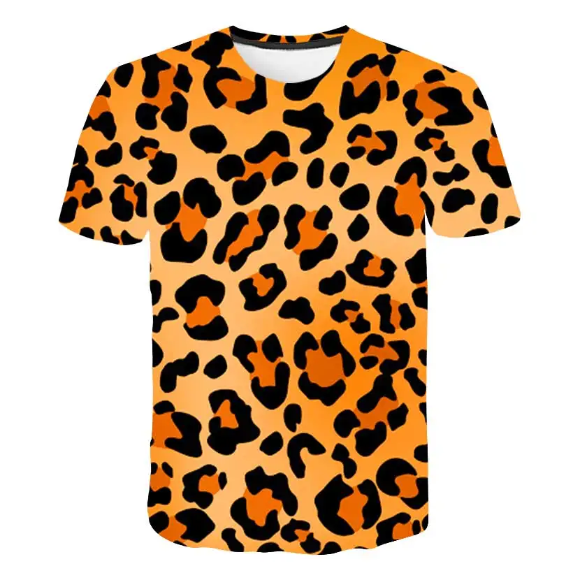 

Летняя футболка для девочек 2021, модные повседневные топы с коротким рукавом и леопардовым принтом, сексуальная уличная футболка, детская од...