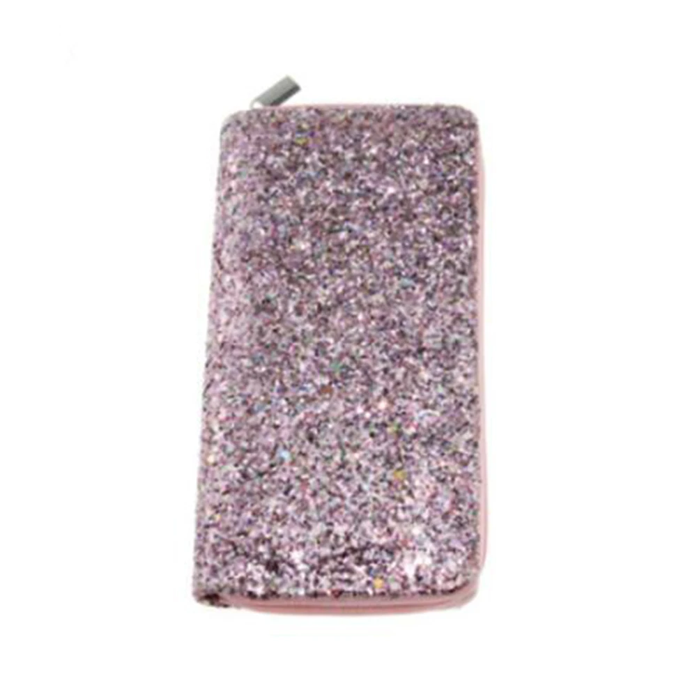 

Laser Sequined Woman Long Wallet Card Bag Pu Leather Ladies Phone Bag Card Holder Coin Purse Fashion Glitter Zipper Girls Wallet