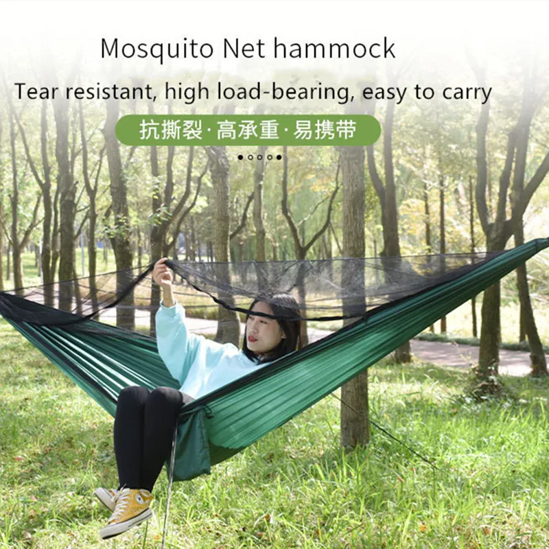 

Наружные гамаки светильник нейлоновая двойная мебель парашют ткань анти-ролвер эластичный гамак пояс уплотненная москитная сетка