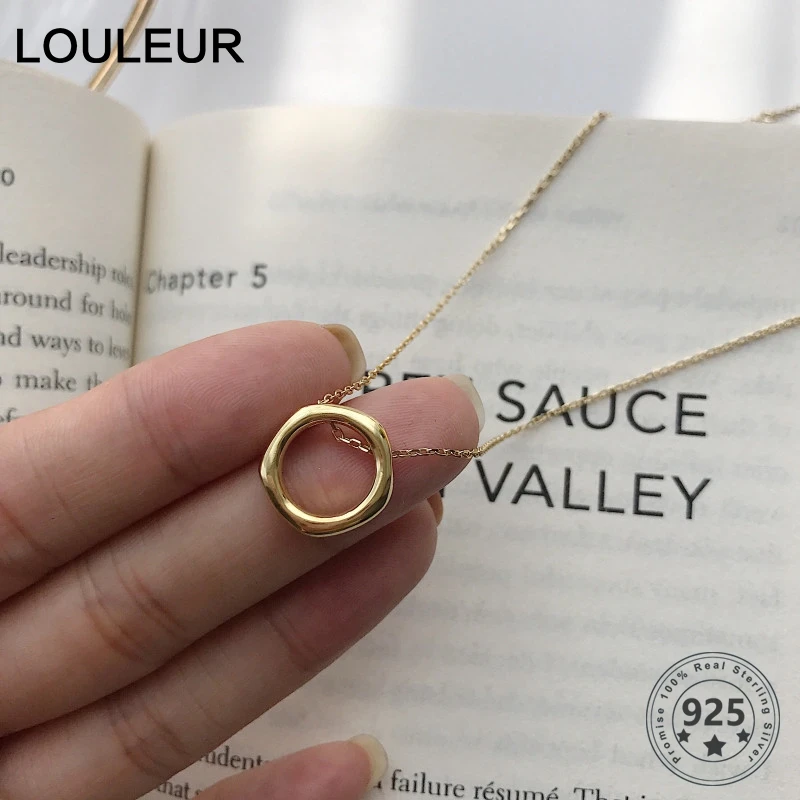 Louleur 925 пробы серебряный круглый кулон ожерелье женское геометрическое круглое золотое ожерелье для женщин хорошее ювелирное изделие подарок на день рождения
