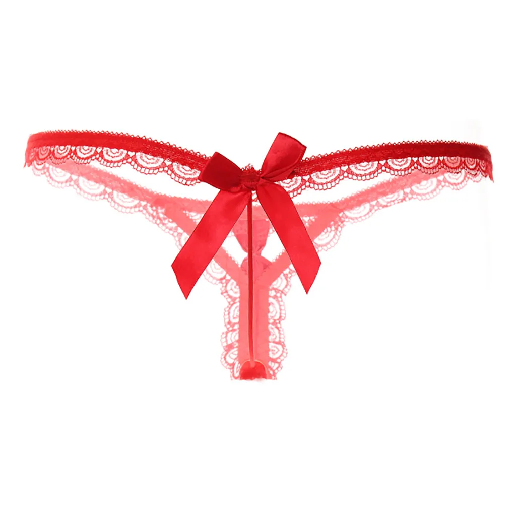 Сексуальное женское белье кружевные трусики стринги с жемчужной подвеской