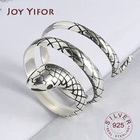 100 925 sterling silver trendy snake animal lady finger rings original jewelry for women open party ring girls students gift
