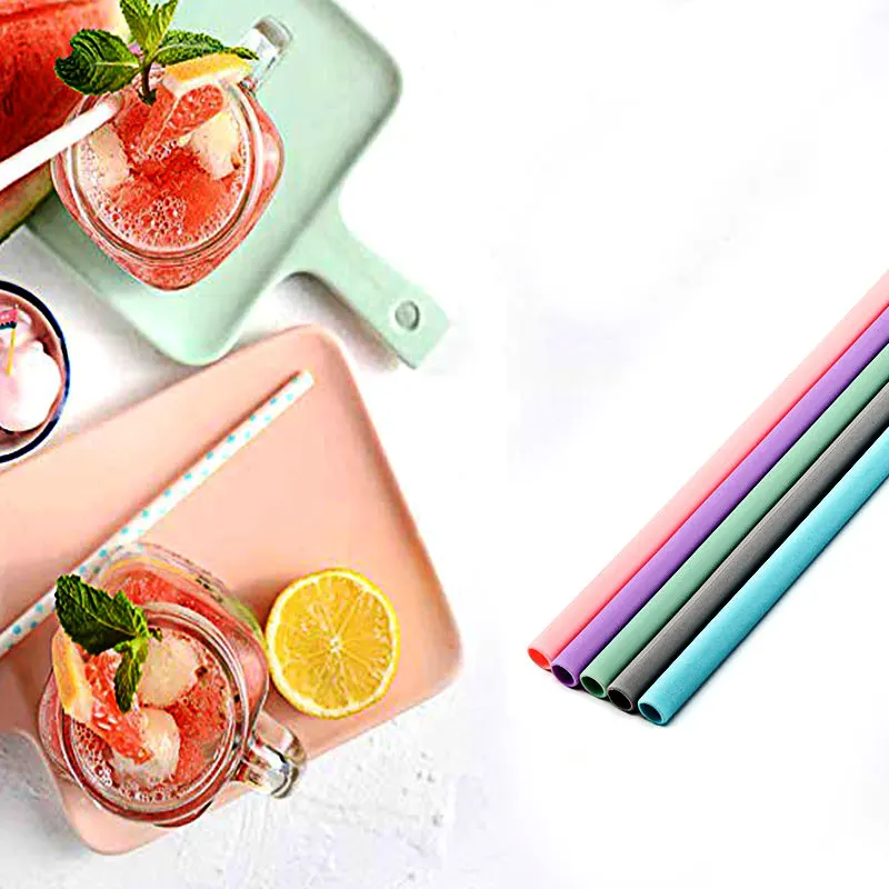 Reusable Silicone Straws Set of 5 Extra Long Flexible Drinking for Juice Beer Smoothies Milkshakes Yogurt|Соломинки для питья| |