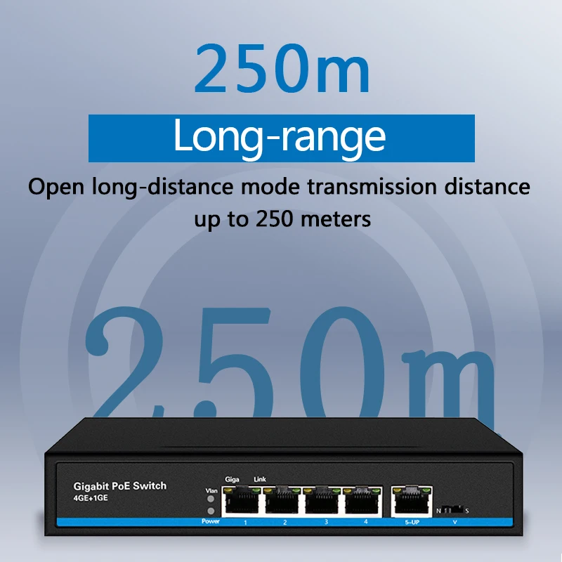Ethernet коммутатор с 4 портами и поддержкой PoE Gigabit 1 порт быстрое подключение к