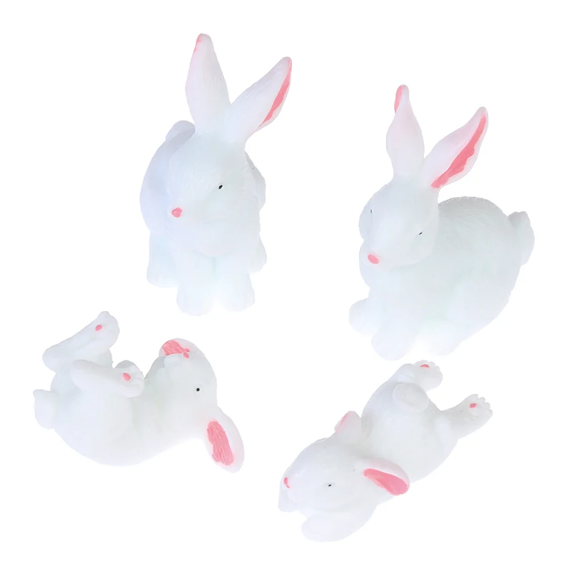 

4PCS Cute Rabbit Easter Miniature Resin Craft Mini Bunny Ornament Fairy Garden Supplies Home Figurine Animal Garden Ornament