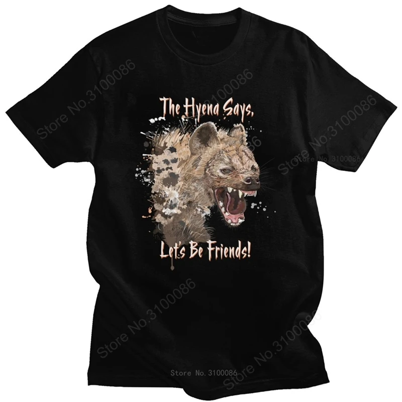 

Hyena T Shirt Men Pure Cotton Africa Safari Wilderness T-shirt Furry Animal Hyaenas Tee Tops Short Sleeve Casual Tshirt Merch