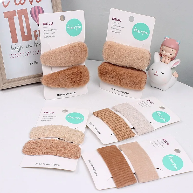 

Заколка для волос из искусственного кроличьего меха для женщин, 2 шт./компл.