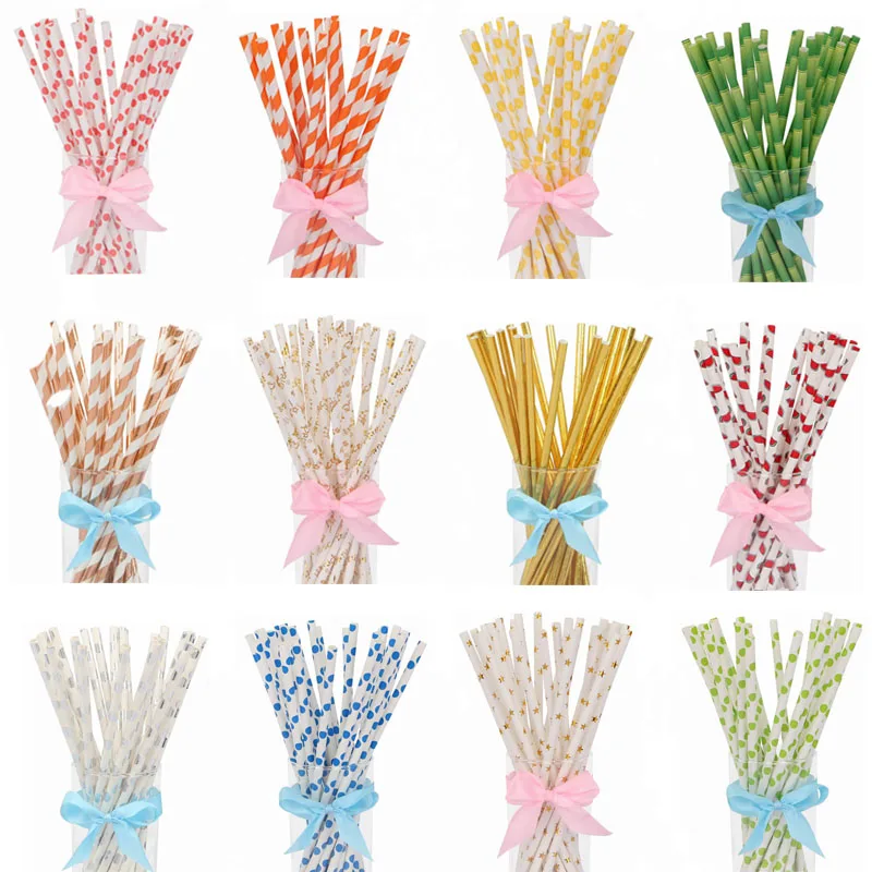 

25pcs Colorful Gold Silver Paper Straws Wedding Favors Star Fruit Drinking Straws Birthday Party Decoration Kids Party Supplies