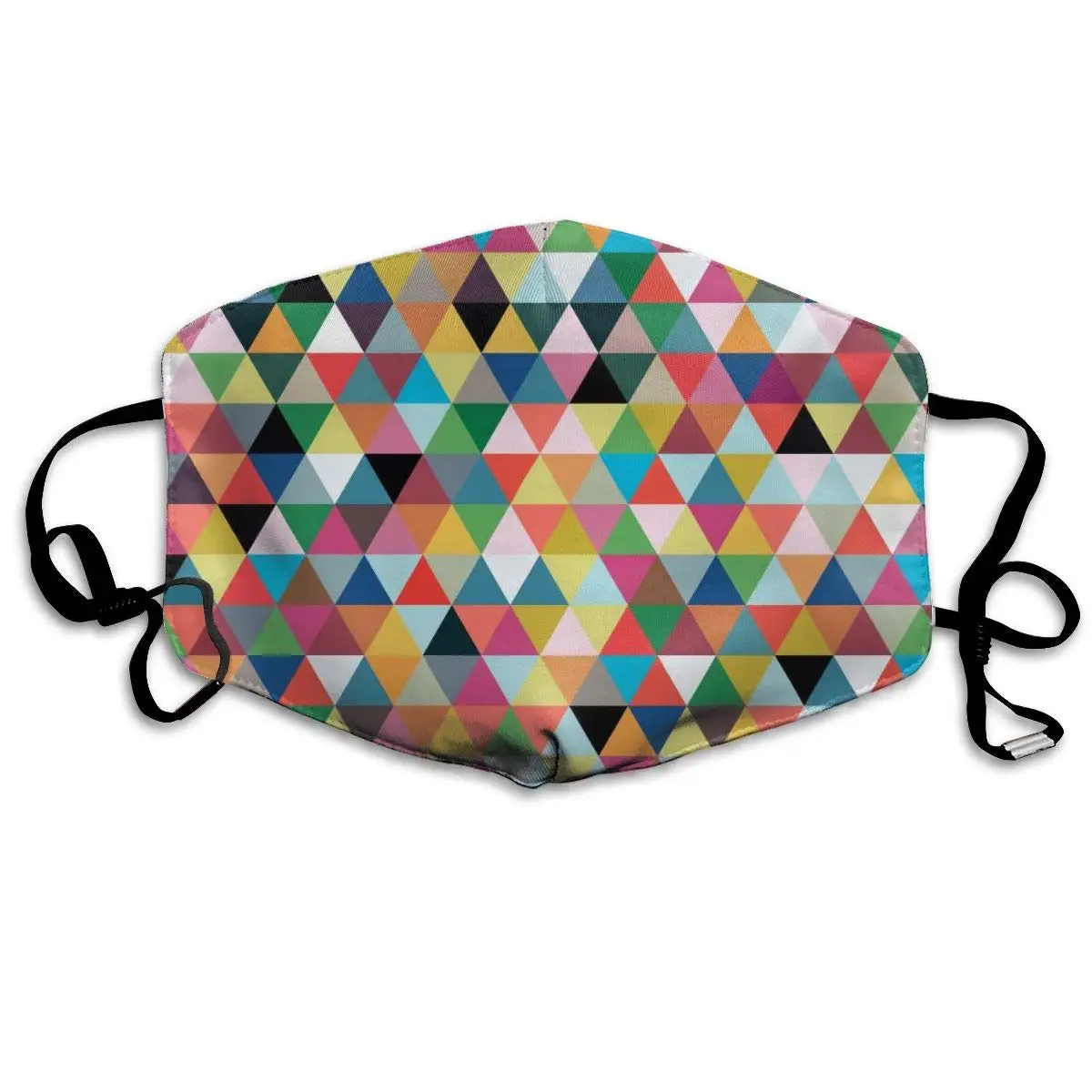 

Color Triangle Pattern Anti Dust Half Face Mouth Mask, Unisex Cotton Warm Fashion Adjustable Washable Mask