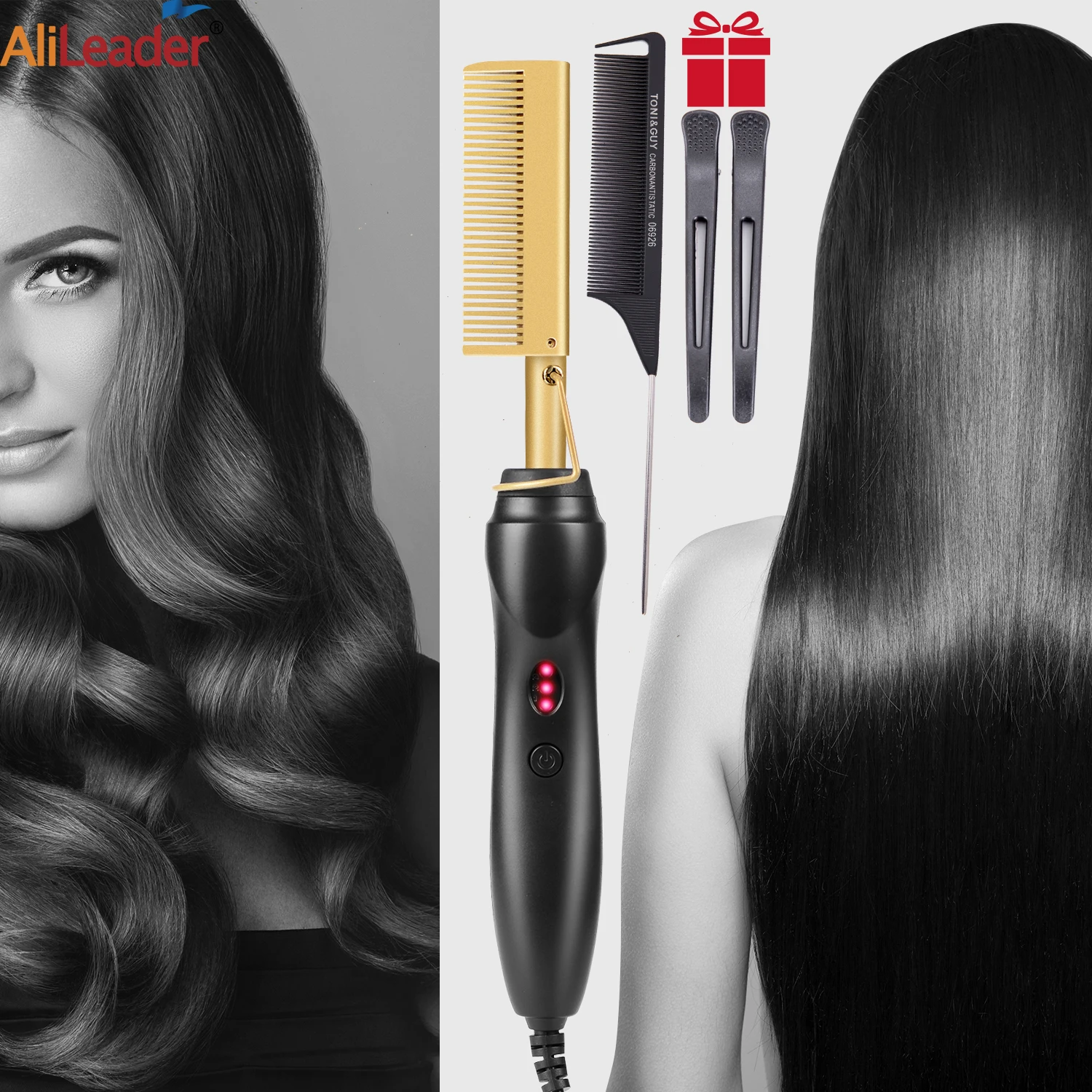 Расческа Alileader электрическая с подогревом плойка из титанового сплава для сухой