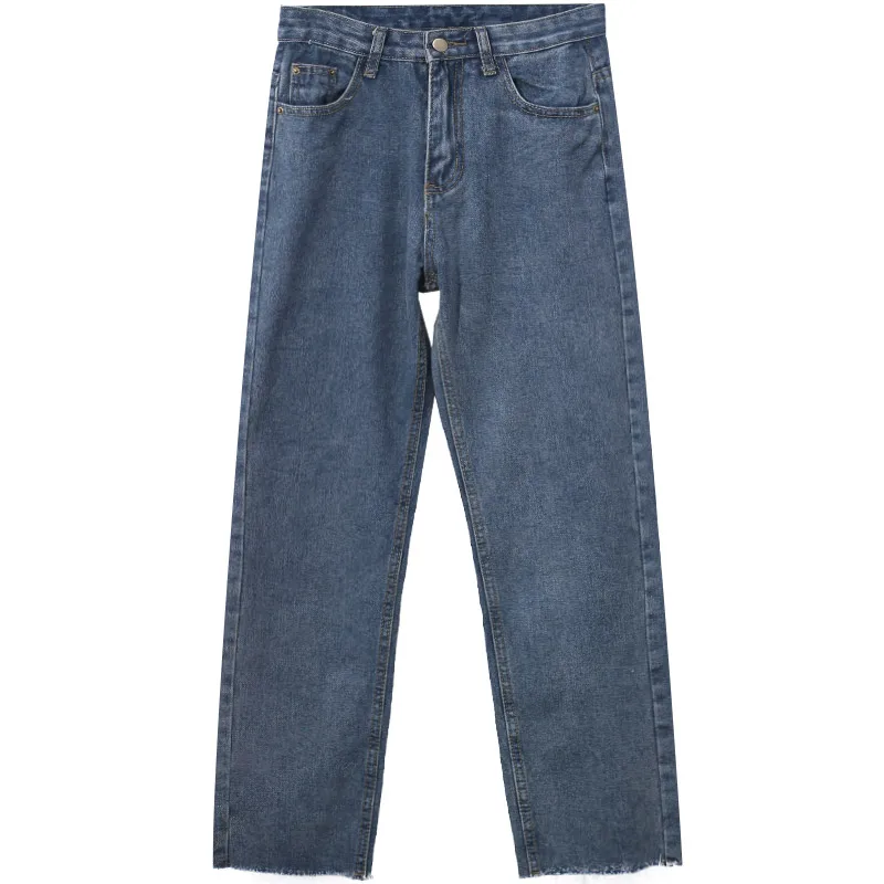

Pants Women's Slimming Short Leg Thick Summer 2020 New High Waist Cropped Pants Student Wide Leg Straight Jeans